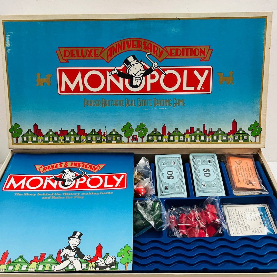 Vintage Monopoly Deluxe Anniversary Edition 1991 Board Game Etsy