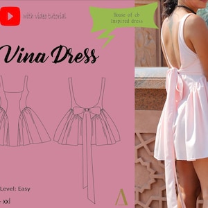 Vina Dress Downloadable A4 PDF Sewing Patterns, XXS XXL, Detailed Youtube Tutorial zdjęcie 2