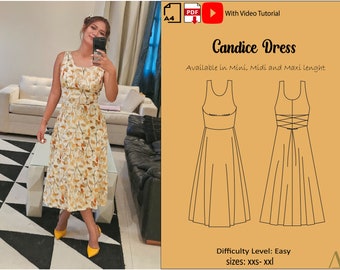 Candice Dress - Classy and Casual (Downloadable A4 PDF Sewing Patterns, XXS - XXL, detailed instructions)