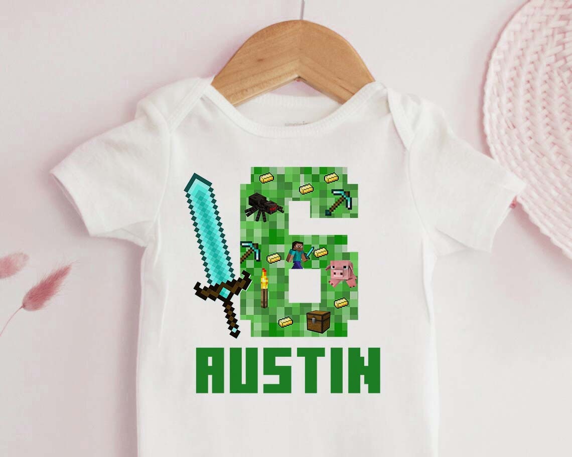 Minecraft Birthday Shirt Custom Birthday Tee Gaming Family Etsy