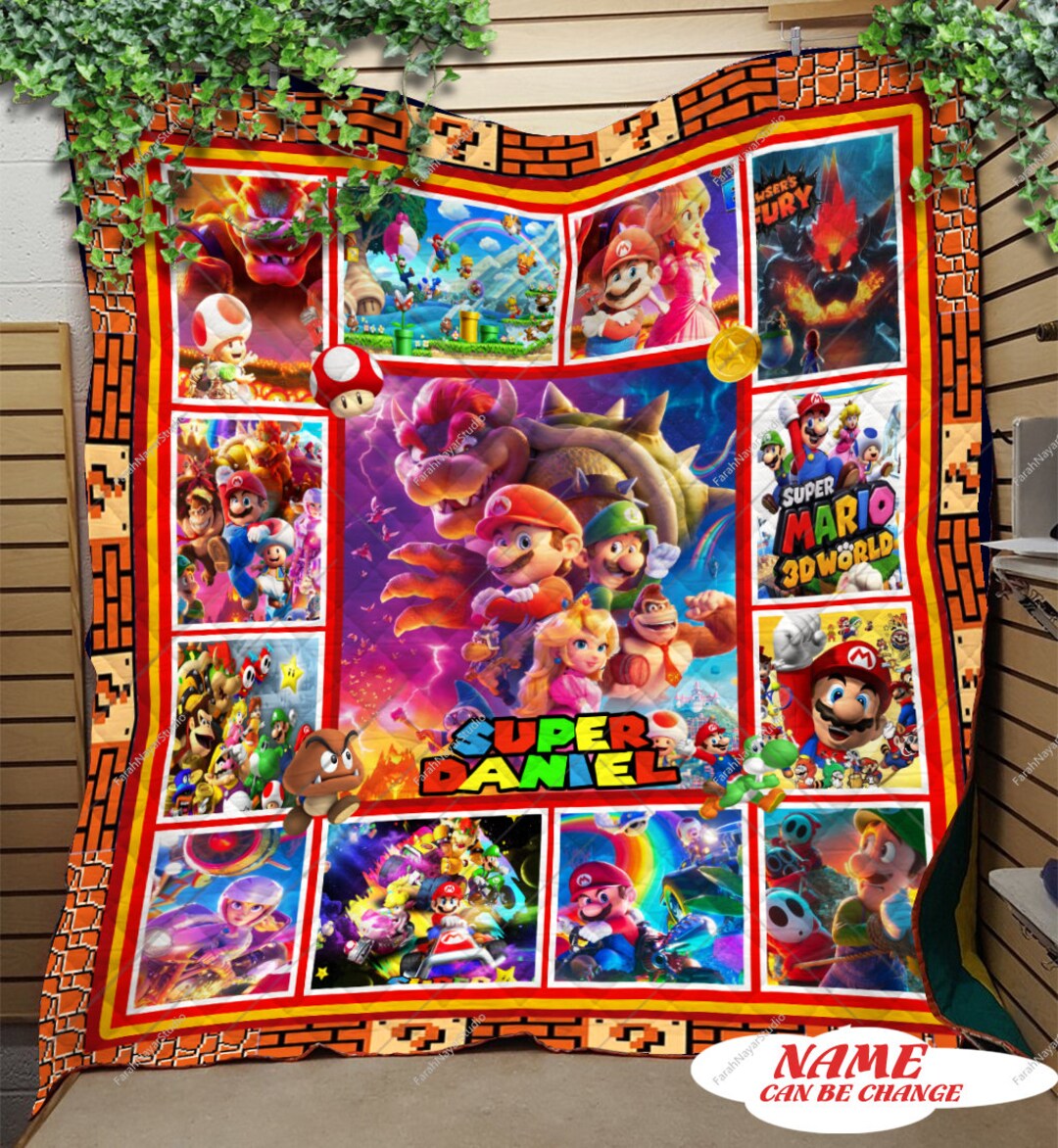 Custom Super Mario Bros Movie Quilt Blanket Super Mario Bros Etsy