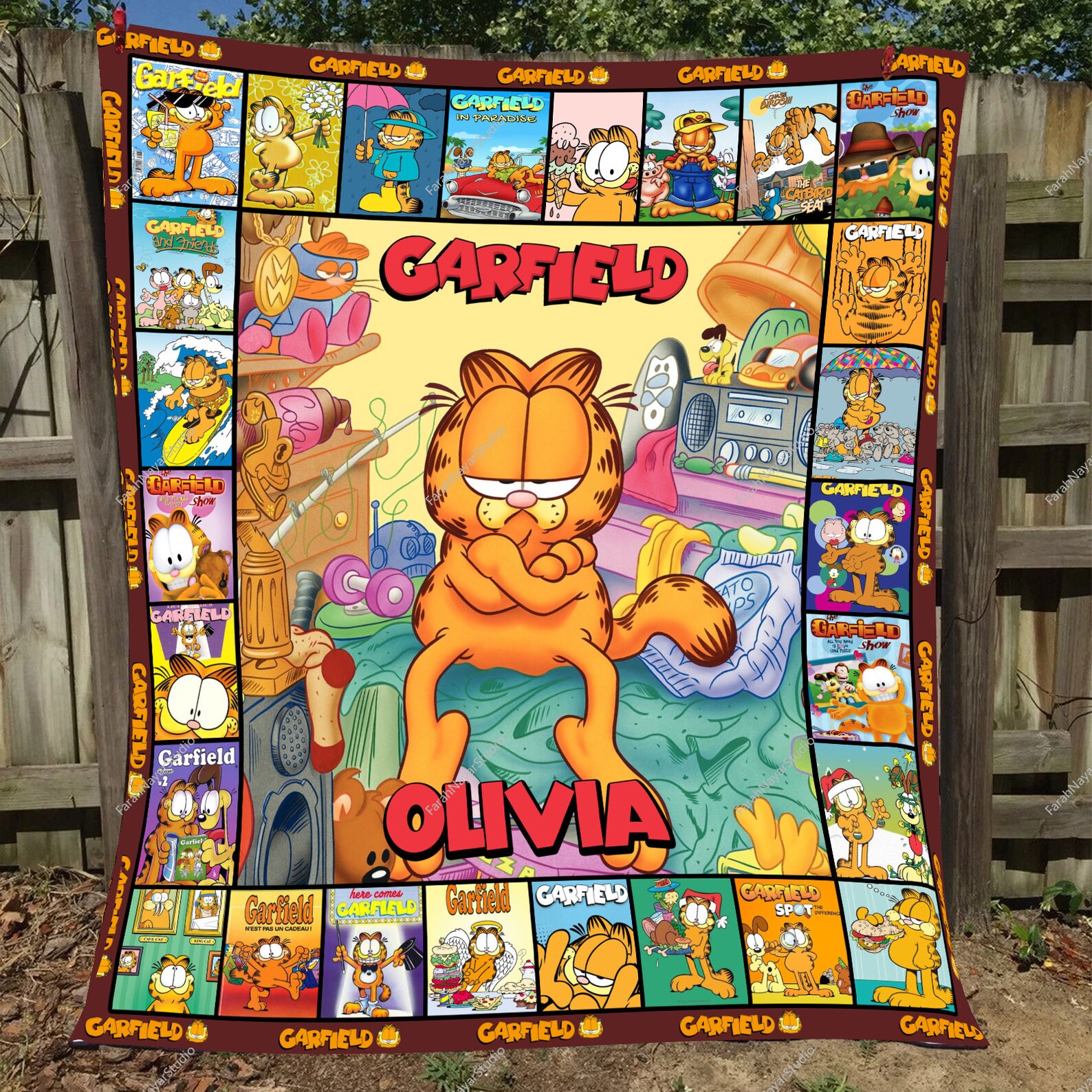 Personalized Garfield Blanket Garfield Quilt Fleece Blanket Etsy Canada
