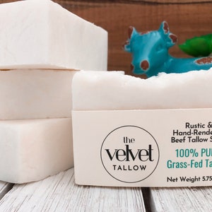 100% Pure Tallow Soap Bar, Unscented Large Bar Made Simply With Grass Fed Tallow, Natural Soap, Zero Waste image 3