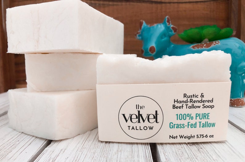 100% Pure Tallow Soap Bar, Unscented Large Bar Made Simply With Grass Fed Tallow, Natural Soap, Zero Waste image 3