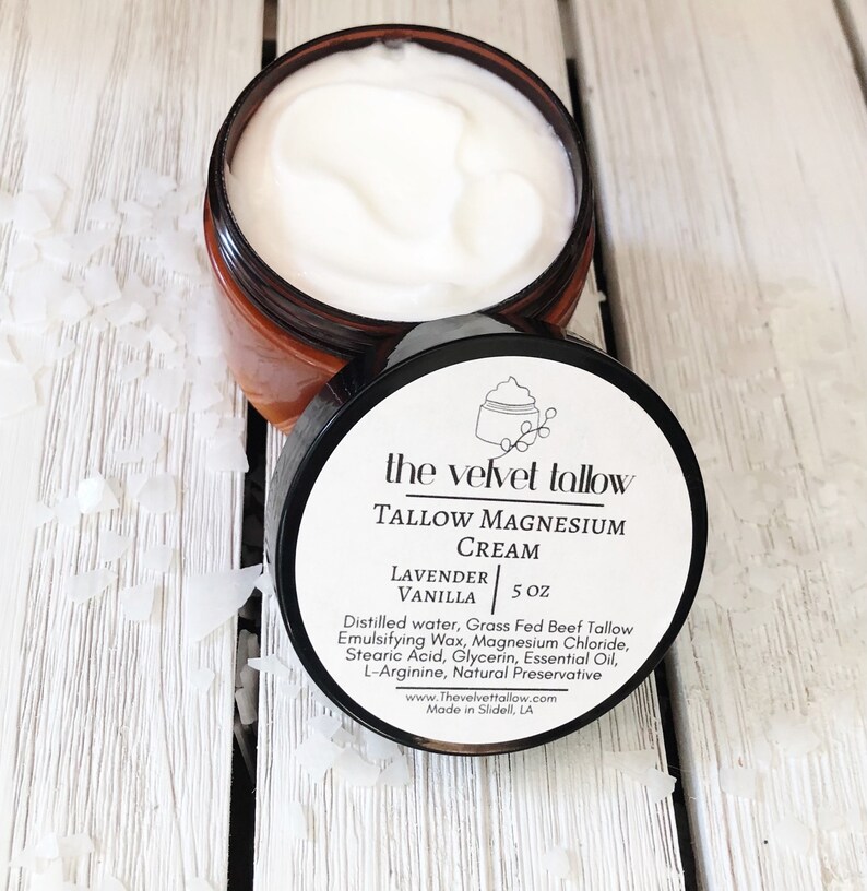 Magnesium Cream With Tallow, 4 Oz Jar, Scented With Lavender and