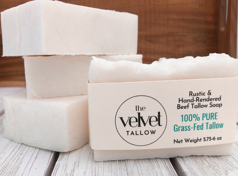 100% Pure Tallow Soap Bar, Unscented Large Bar Made Simply With Grass Fed Tallow, Natural Soap, Zero Waste image 1