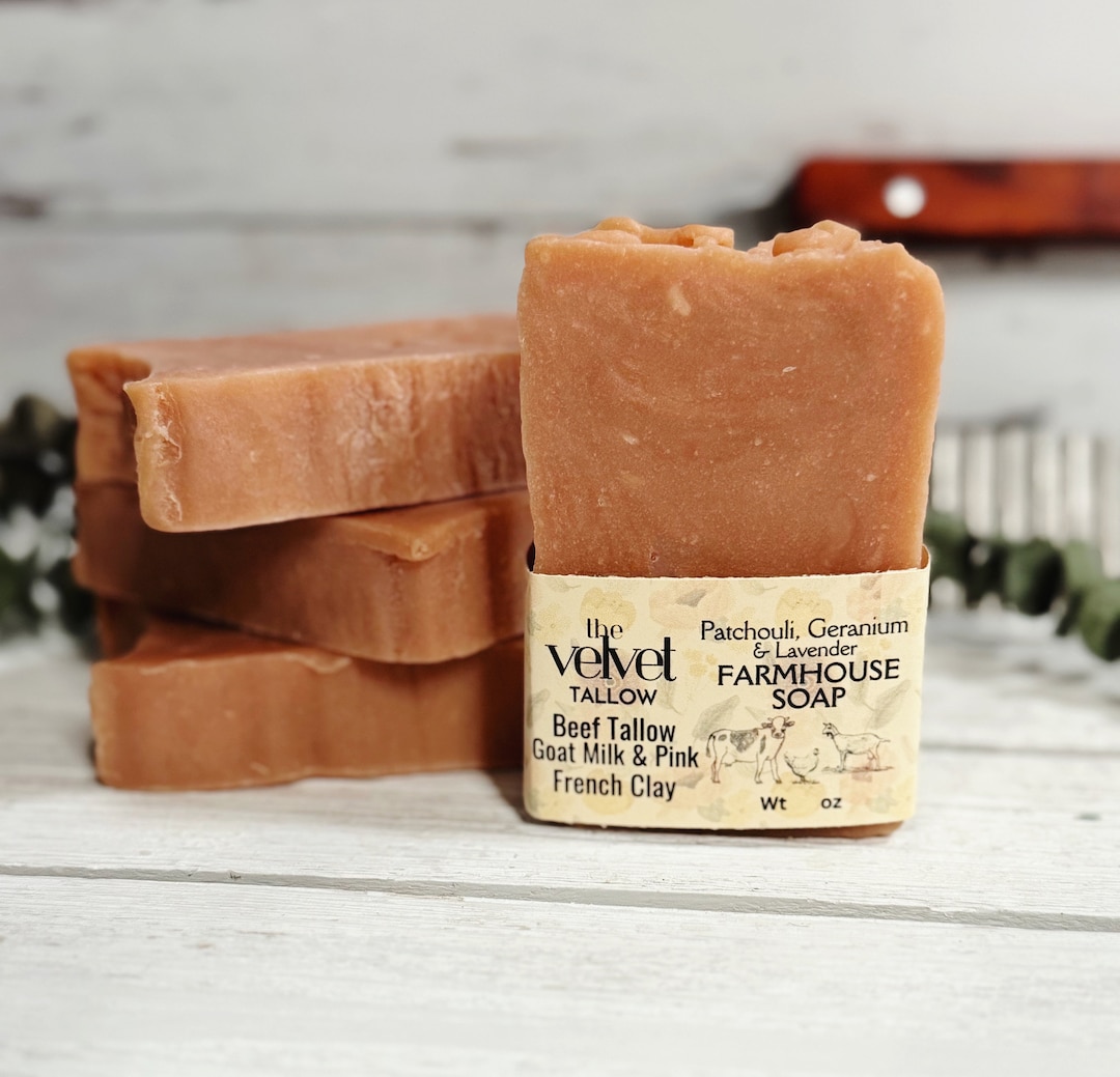 Tallow & Goat Milk Soap Bar With Pink French Clay Lightly Etsy