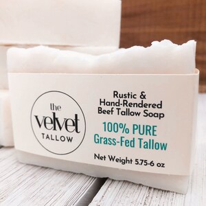 100% Pure Tallow Soap Bar, Unscented Large Bar Made Simply With Grass Fed Tallow, Natural Soap, Zero Waste image 5