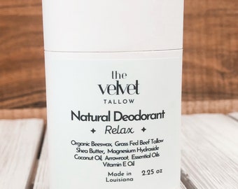 Natural Deodorant with Grass Fed Tallow that Works, Aluminum Free in Eco Friendly Container, Zero Waste, Baking Soda Free