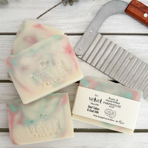 Tallow Soap Bar with Goat Milk, Grapefruit and Peppermint Scented Rustic Large Bar Made with Grass Fed Beef Tallow,  Zero Waste