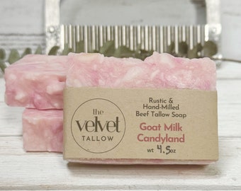 Tallow Soap Bar with Goat Milk, Scented with Sweet Orange, May Chang, Cedarwood and Bitter Almond, Grass Fed Beef Tallow, Goat Milk Soap Bar