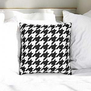 Funda de cojín de pata de gallo, funda de cojín de poliéster, cojines con estampado de pata de gallo, cojín decorativo, cojines blancos y negros