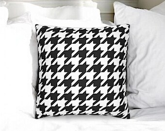 Houndstooth Pillow Cover, Houndstooth Cushion Cover, Polyester Cushion Cover, Houndstooth Print Cushions, Deco Cushion, Black White Cushions
