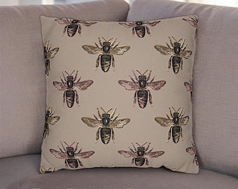 Brown Bee Pillow Cover, Honey Bee Throw Pillow Cover, Brown Pillow Cover, Honey Comb Print Pillows, Modern Pillow Cover