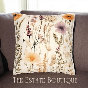 Wildlflowers Throw Pillow Cover Case Home Decor, Colorful Flower Pillowcase, Farmhouse Decor Throw Pillow, Spring Cushion, Home Decor