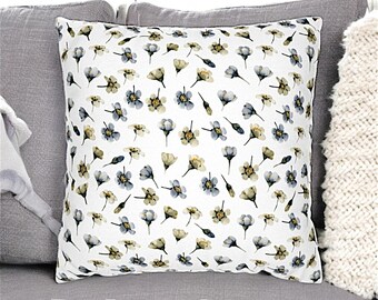 Wit paarse bloemen bloemenprint sierkussen hoes hoes, bloemenprint hoes, bloemen kussensloop, paarse sierkussen hoes, elegante sierkussen hoes