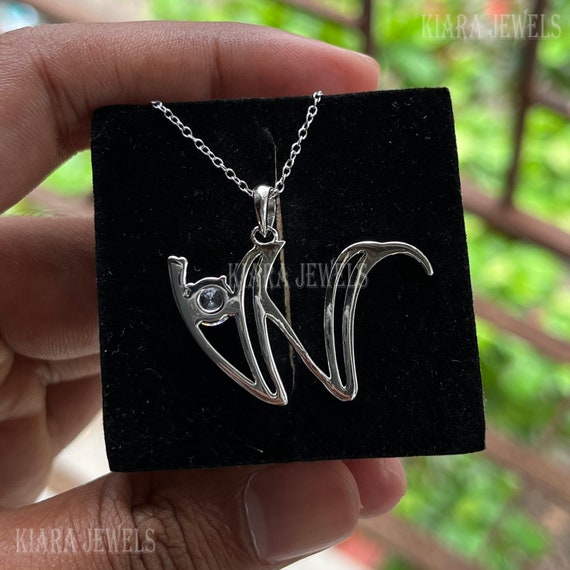 Pendentif Lettre W En Argent Massif 925 Avec Zirconium – Occasion