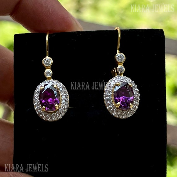Ciondolo ovale in ametista viola / Argento sterling 925, stile boho hippie - Italia