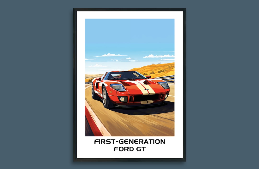 Ford GT Travel Style Poster Print Wall Art Unframed Framed Canvas Gift ...