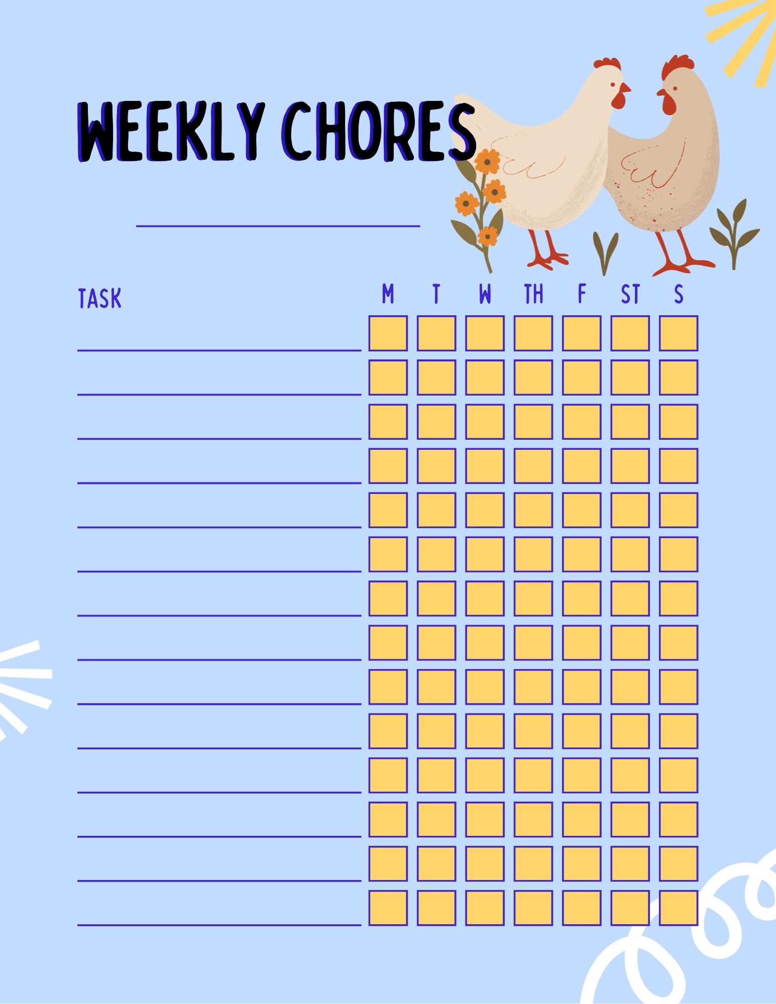Chicken Theme Weekly Task List - Etsy