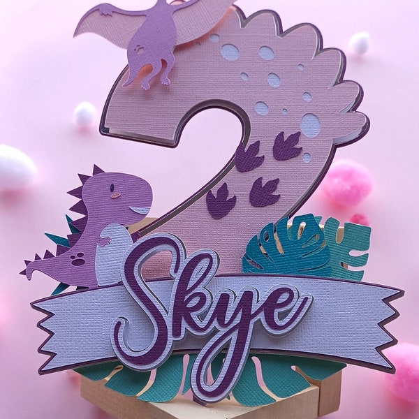 Number 2 - Dinosaur birthday cake topper .svg & silhouette studio cut files for Cricut/Silhouette machines. Instant Digital Download