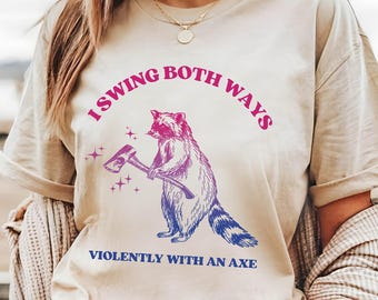 BI RACCOON t-shirt | Funny Trash Panda Weirdcore Bisexual Wlw Bisexual Pride Bi Pride Shirt Subtle Bisexual Subtle Bi Pride Funny bi tops