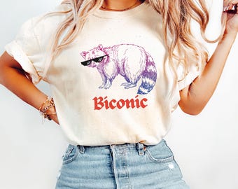 Biconic Raccoon Funny Trash Panda Weirdcore Bisexual Wlw Bisexual Pride Bi Pride Shirt Subtle Bisexual Subtle Bi Pride Iconic shirt Bi Flag