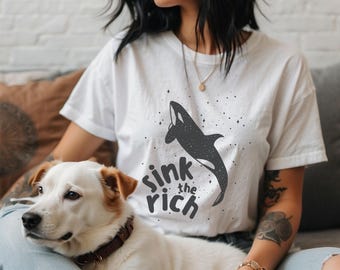 Maglietta Orca Mangia la maglietta ricca Unisex Fanculo il patriarcato Fanculo Trump Maglietta Sinistra Nega Difendi Deponi Merchandising politico Abbigliamento alternativo Anarchia