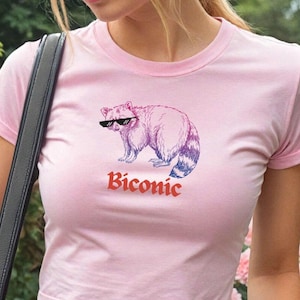 BICONIC RACCOON Baby Tee Funny Trash Panda Weirdcore Bisexual Wlw Bisexual Pride Bi Pride Shirt Subtle Bisexual Subtle Bi Pride Iconic shirt