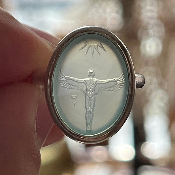 Icarus Intaglio Ring Signet Ring 18x13mm Onyx Carnelian Chalcedony