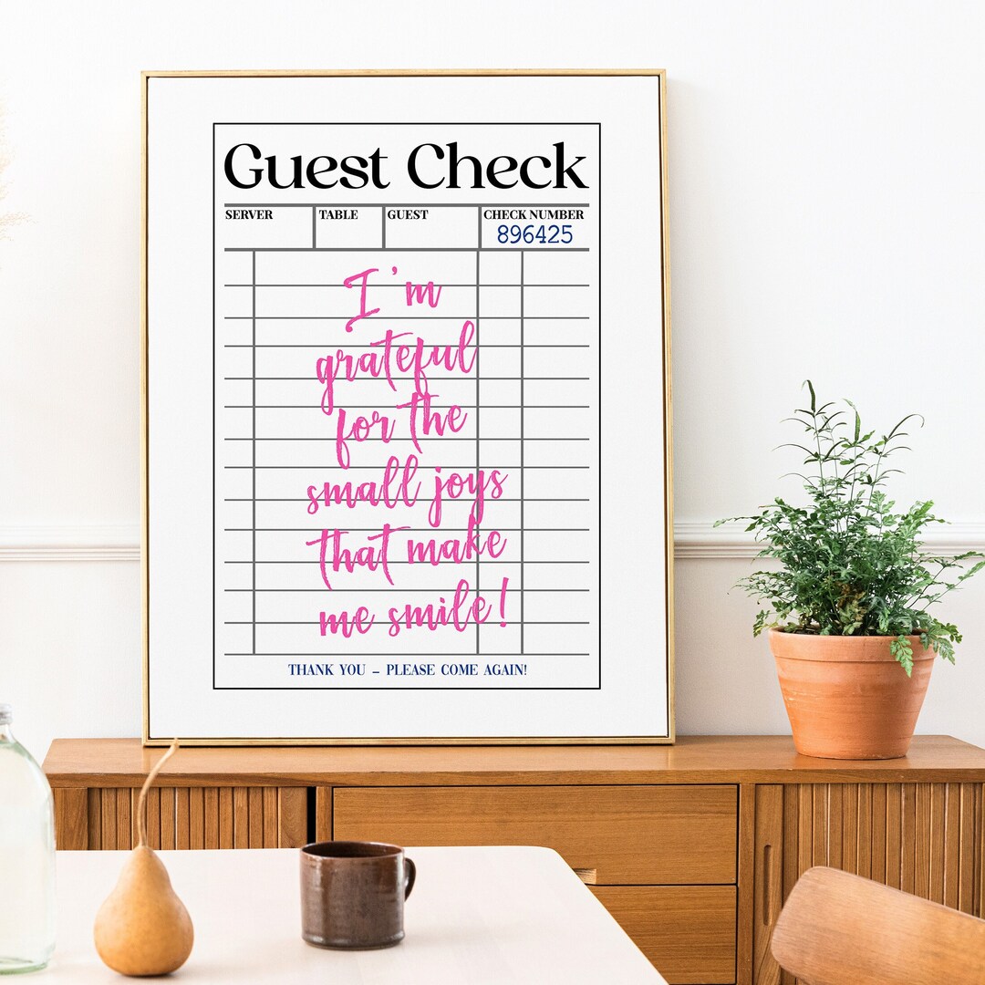 Guest Check Art Print Trendy Wall Art Modern Retro Apartment Etsy