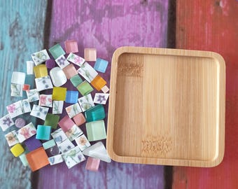 Pastel Mixed Media Mosaic Coaster Kit – Vintage China, Glass. Beginner DIY