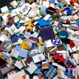 Vintage China Mosaic Tiles: Handcut Art Pieces (750 grams)