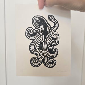 Octopus Linocut Print
