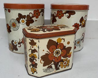 1960年代ヴィンテージ Daher 花柄ティー缶、八角形イングリッシュ