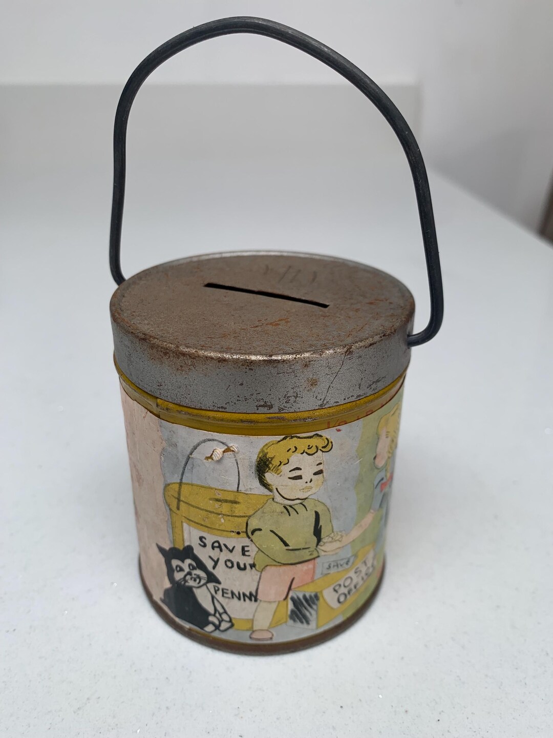 Charming Vintage Tin Money-box - Etsy