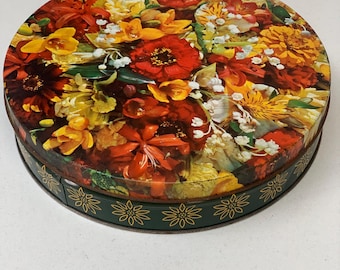 Vintage koektrommel met bloemen