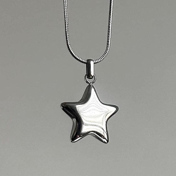Y2K Edelstahl Stern Anhänger mit Ketten-Halskette: Minimalistischer handgefertigter Schmuck aus Edelstahl