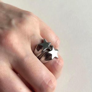 Stainless Steel Silver Star Ring • Minimalist Y2K Cyber Boho Silver Daily Wear Jewelry