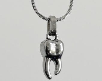 3D Tooth Pendant Necklace: Stainless Steel Y2K Dainty Snake Chain Jewelry