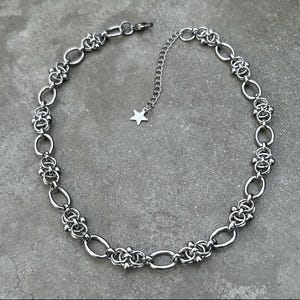 Rostfritt stål piercingkedja choker • Handgjort Y2K punkhalsband