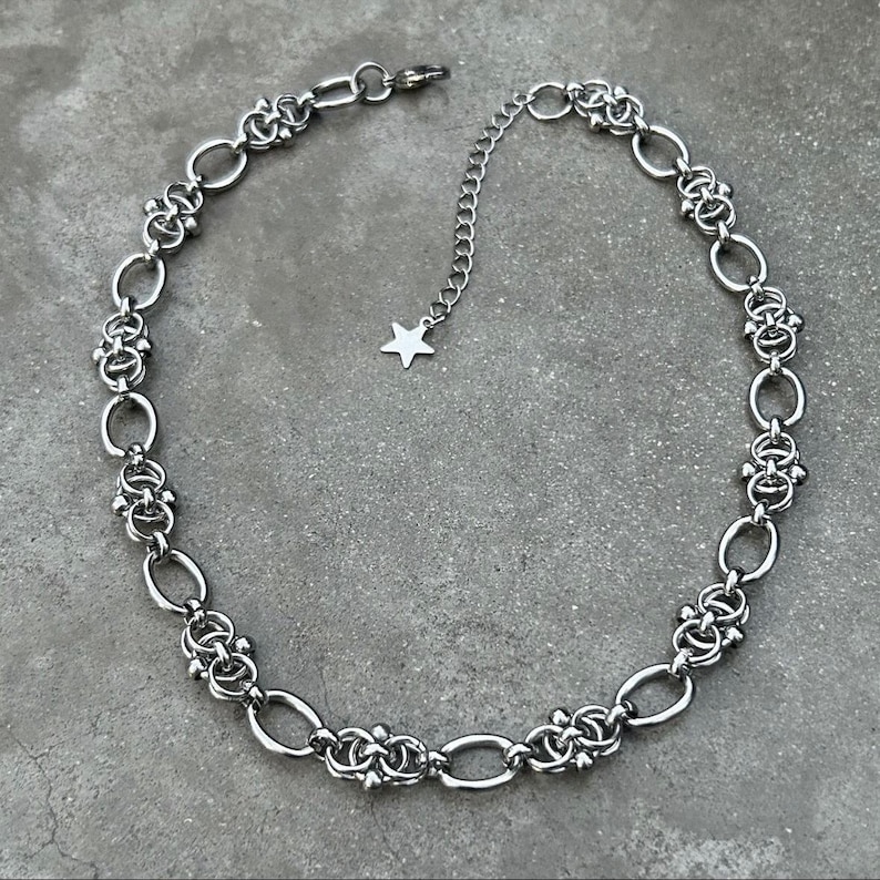 Stainless Steel Piercing Chain Choker • Handmade Y2K Punk Necklace