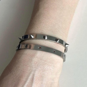 Stainless Steel Spike Cuff Bracelet: Y2K Grunge Punk Jewelry