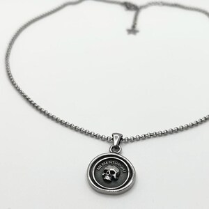Memento Mori Skull Pendant Charm Necklace • Stainless Steel Gothic Grunge Jewelry