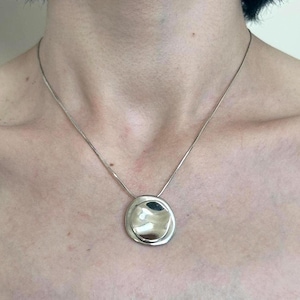 Edelstahl Geometrischer Kreis Anhänger Charme Halskette Zierliche Kette: Boho Minimalist Silber Schmuck