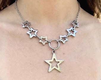 Star Outline Necklace – Stainless Steel Y2K Celestial Chain