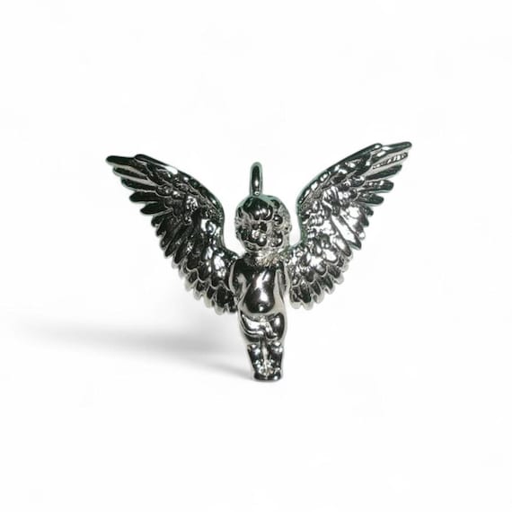 Stainless Steel Angel Wing Cupid Charm Necklace: Y2K Handmade Feather Silver Chain Jewelry