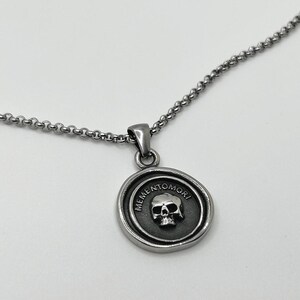 Memento Mori Skull Pendant Charm Necklace • Stainless Steel Gothic Grunge Jewelry