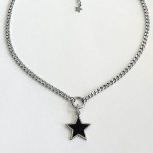 Stainless Steel Star Charm Necklace: Cyber Y2K Grunge Choker