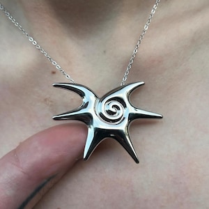 Stainless Steel Spiral Shell Star Necklace: Tarnish Free Cyber Y2K Jewelry